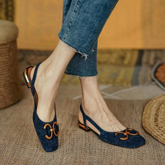 Image of Serena | Women's Slingback Square Toe Loafers