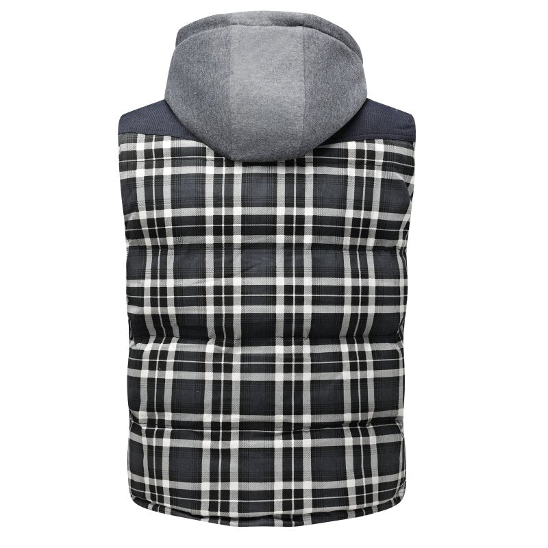 Image of Seth | Men's Hooded Plaid Vest