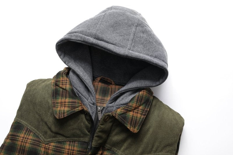Image of Seth | Men's Hooded Plaid Vest