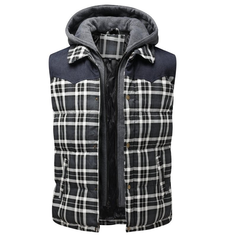 Image of Seth | Men's Hooded Plaid Vest