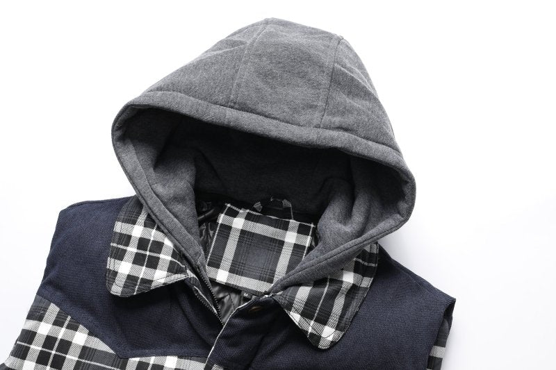 Image of Seth | Men's Hooded Plaid Vest
