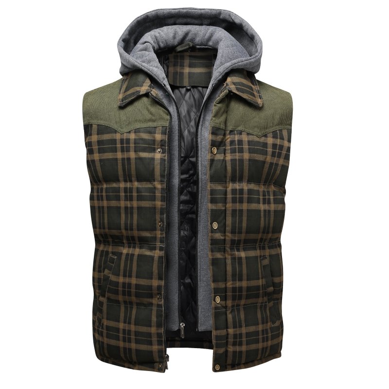 Image of Seth | Men's Hooded Plaid Vest