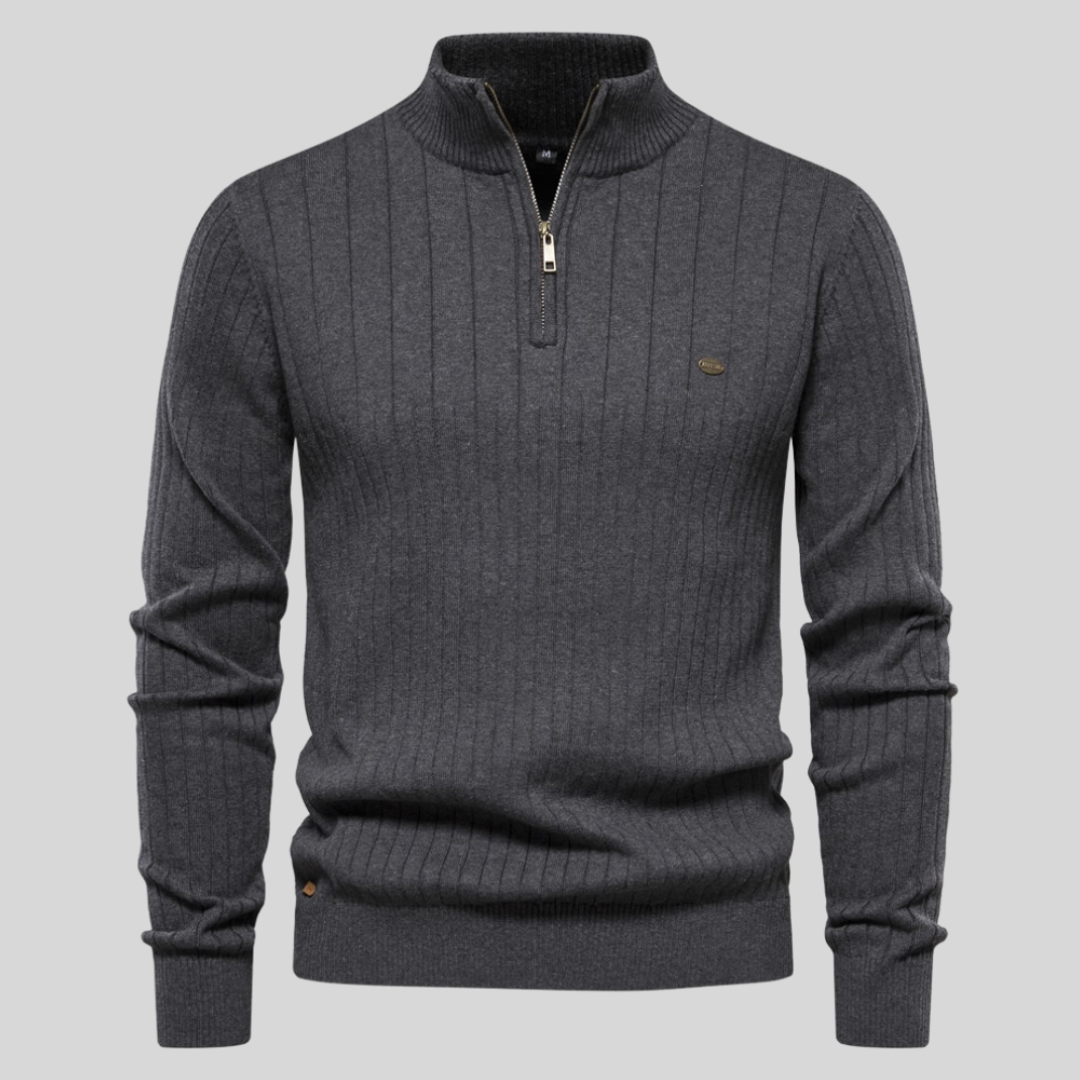 Image of Shane | Men's Quarter-Zip Ribbed Sweater