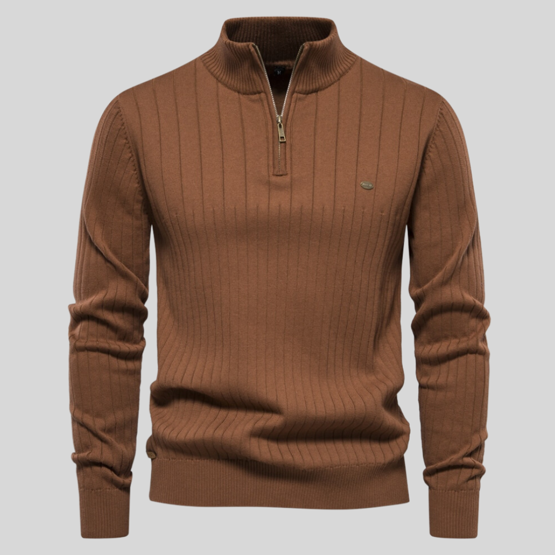 Image of Shane | Men's Quarter-Zip Ribbed Sweater