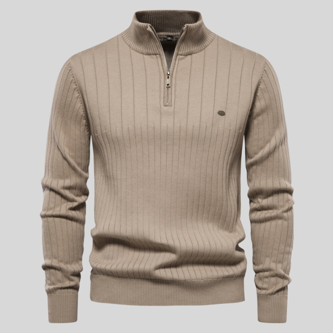 Image of Shane | Men's Quarter-Zip Ribbed Sweater