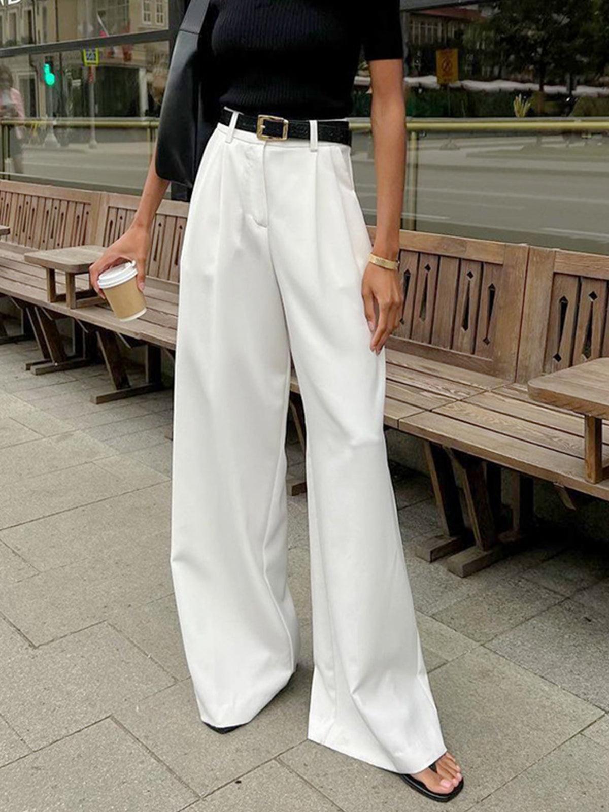 Image of Sherry | Women's High-Waisted Pleated Wide Leg Trousers