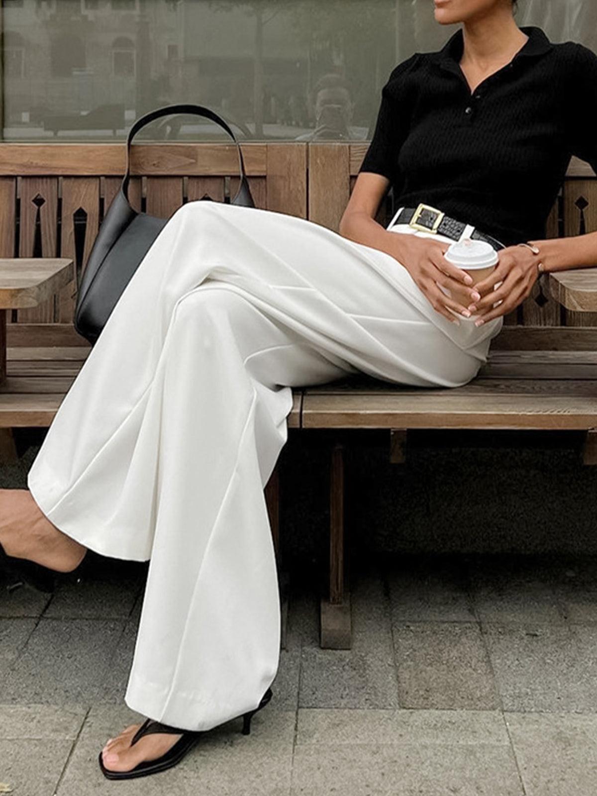 Image of Sherry | Women's High-Waisted Pleated Wide Leg Trousers