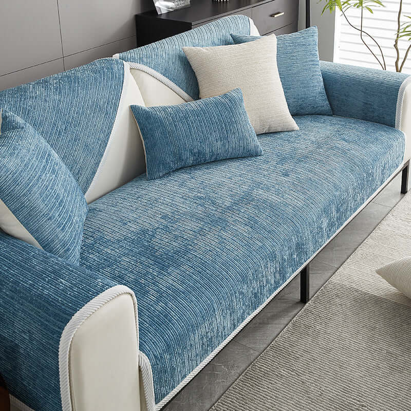 Simple Striped Chenille Anti-Scratch Sofa Cover