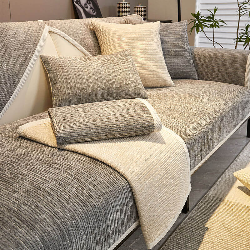 Simple Striped Chenille Anti-Scratch Sofa Cover