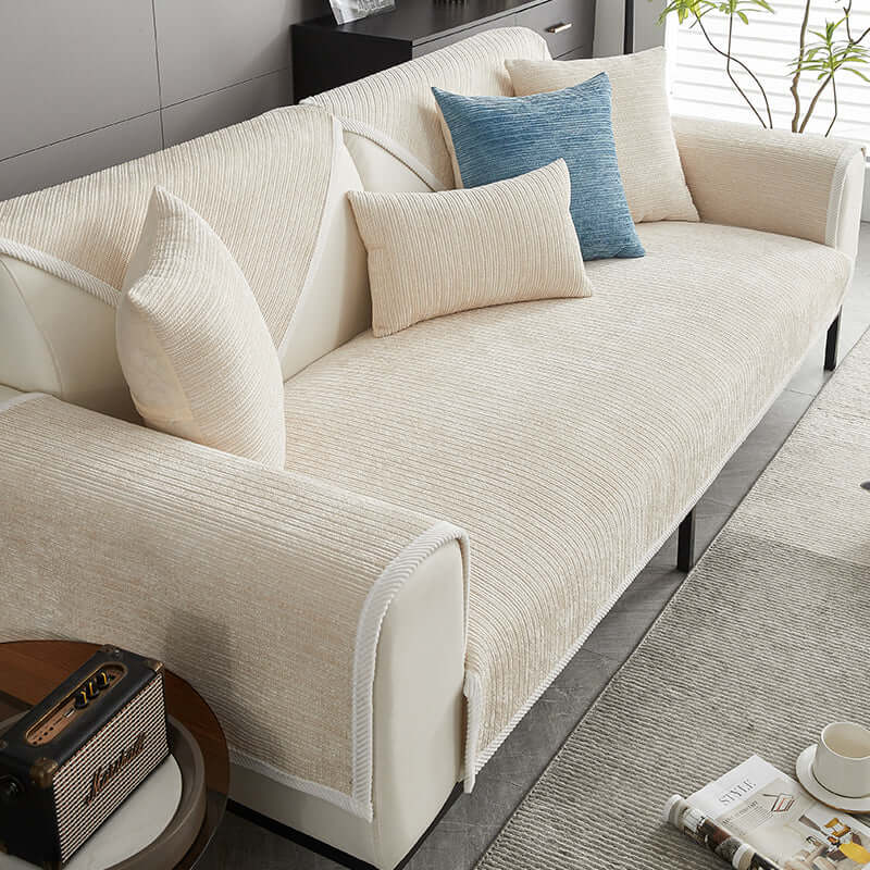 Simple Striped Chenille Anti-Scratch Sofa Cover