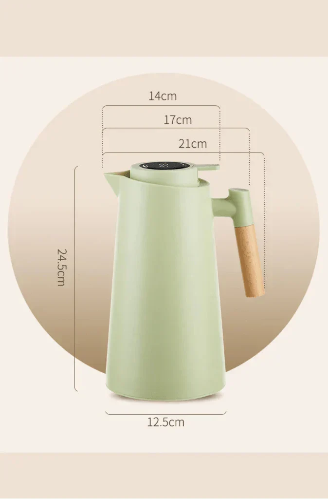 Smart Insulated Thermal Jug with Digital Temperature Display & Wooden Handle