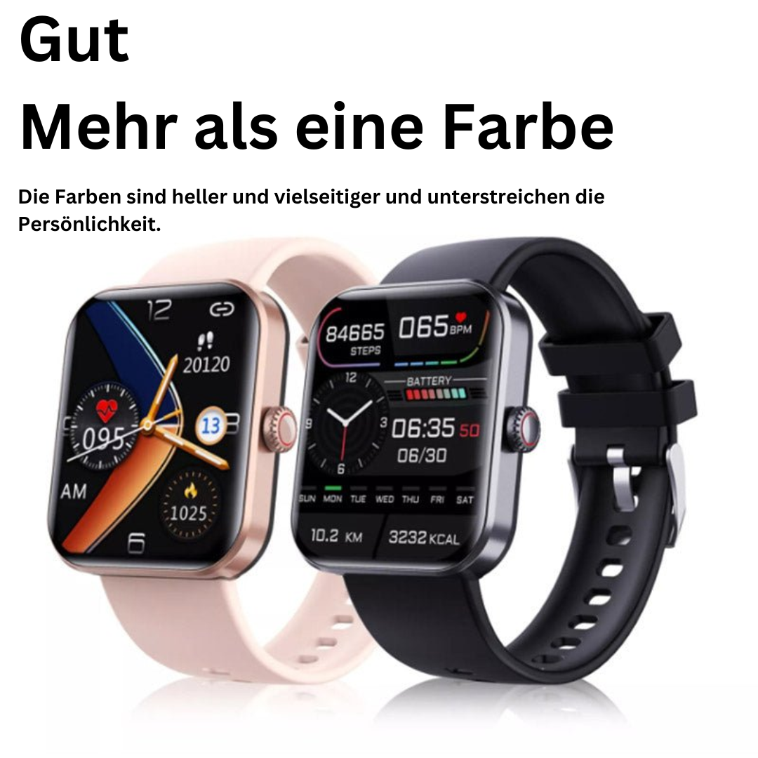 Smartwatch with Glucose, Heart Rate, and Blood Pressure Monitoring – Modern Design with 1.91 Touch Screen