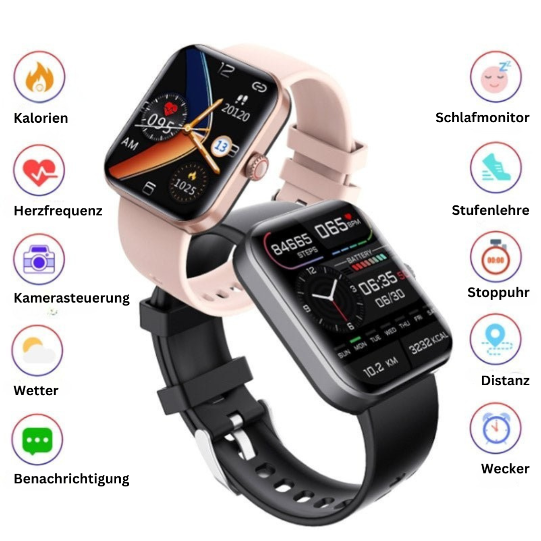 Smartwatch with Glucose, Heart Rate, and Blood Pressure Monitoring – Modern Design with 1.91 Touch Screen