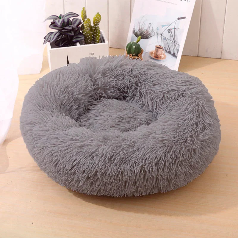 Soft and Soothing Donut Cat Bed (Black, Beige, Gray, Charcoal, or Pink)