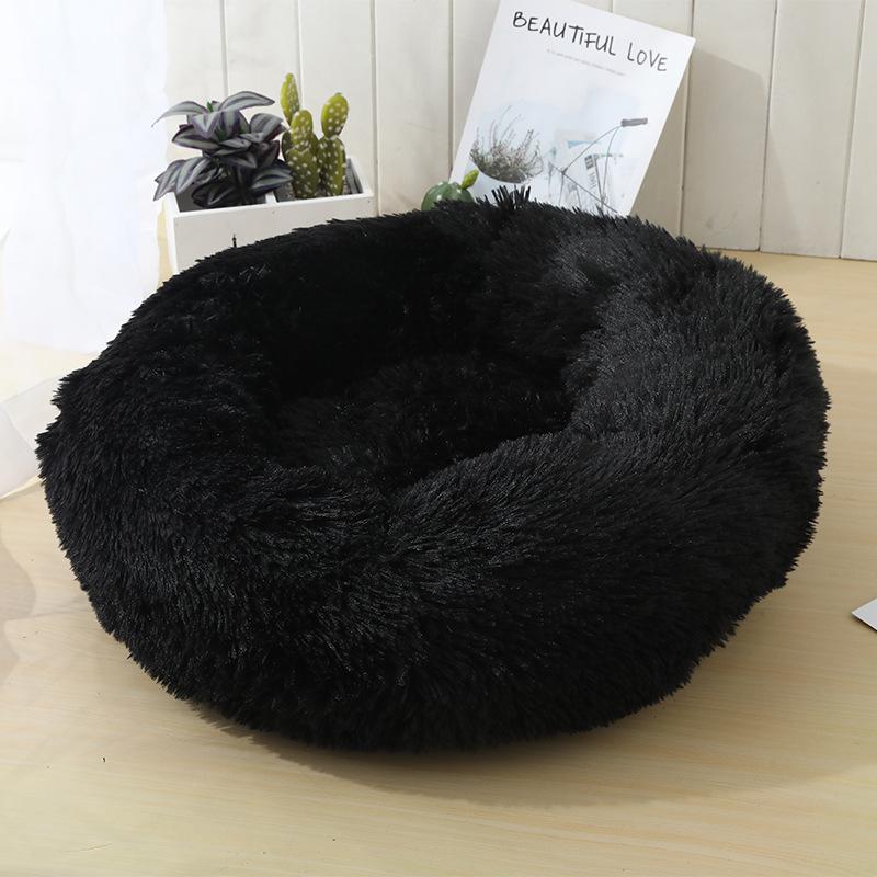 Soft and Soothing Donut Cat Bed (Black, Beige, Gray, Charcoal, or Pink)