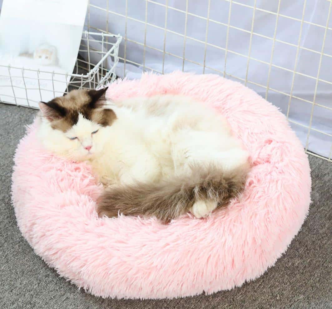 Soft and Soothing Donut Cat Bed (Black, Beige, Gray, Charcoal, or Pink)