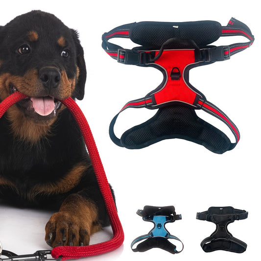 Soft Luxury Dog Harness with Reflectors - Durable & Waterproof - Red, Black or Blue