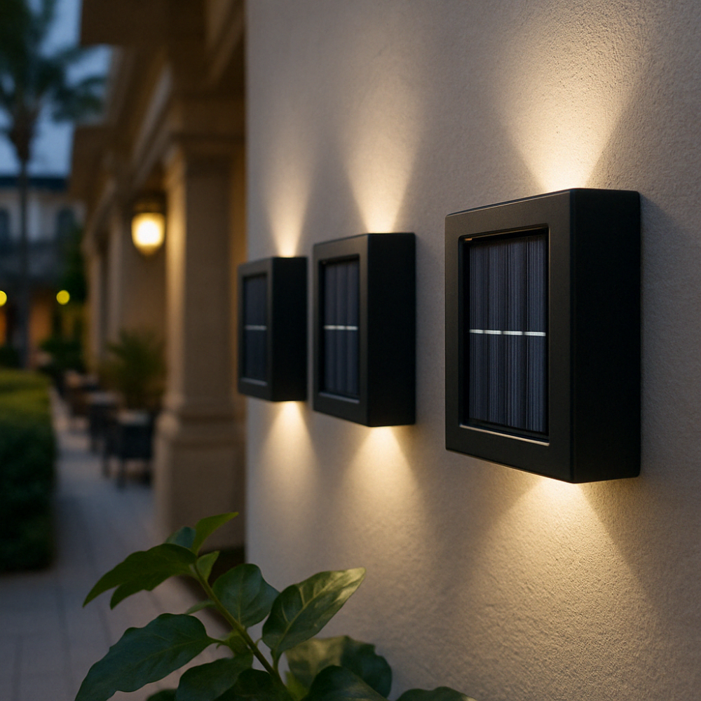 SolarGlow™ Luxe Solar Wall Lamps – Wireless, Stylish & Ready for Warm Evenings