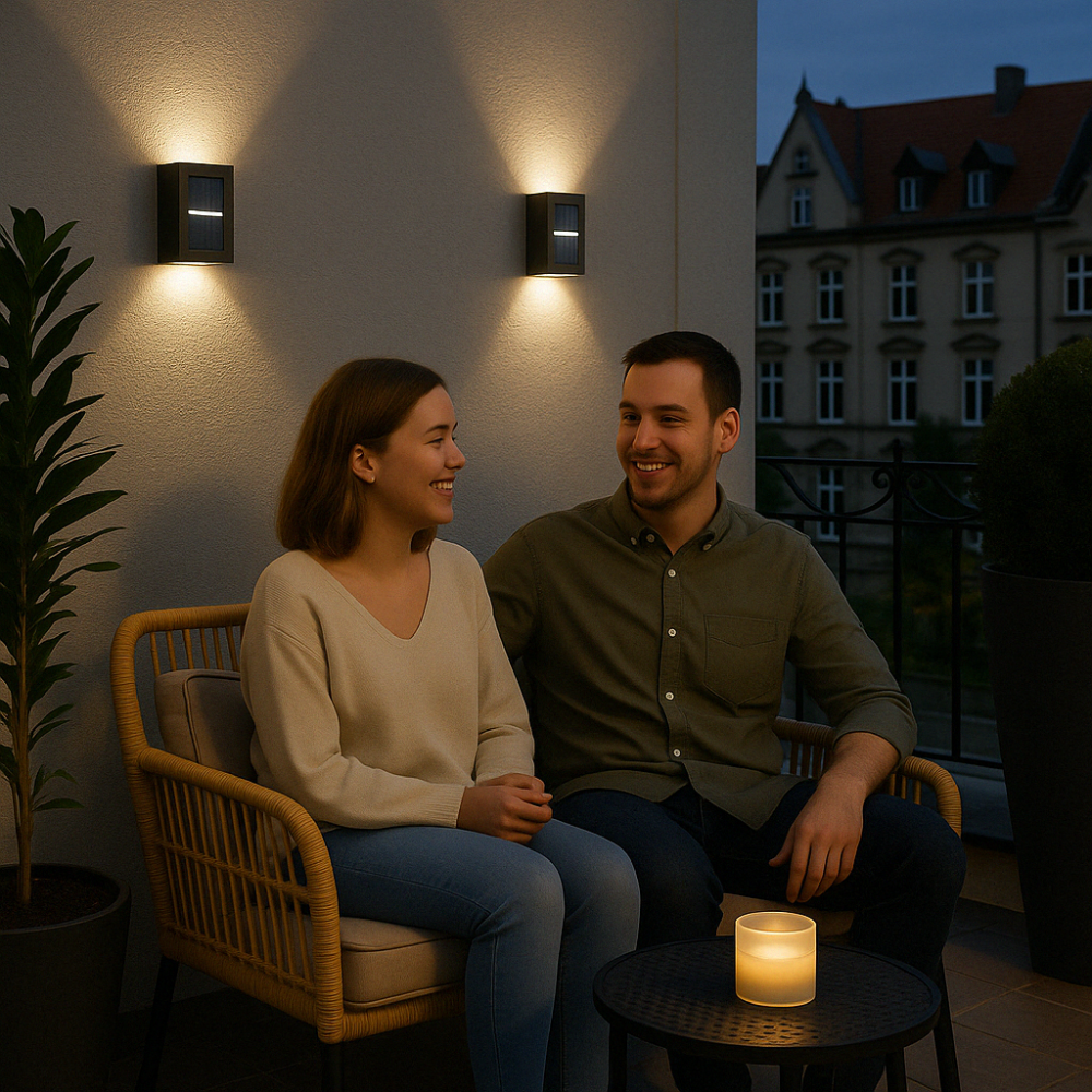 SolarGlow™ Luxe Solar Wall Lamps – Wireless, Stylish & Ready for Warm Evenings