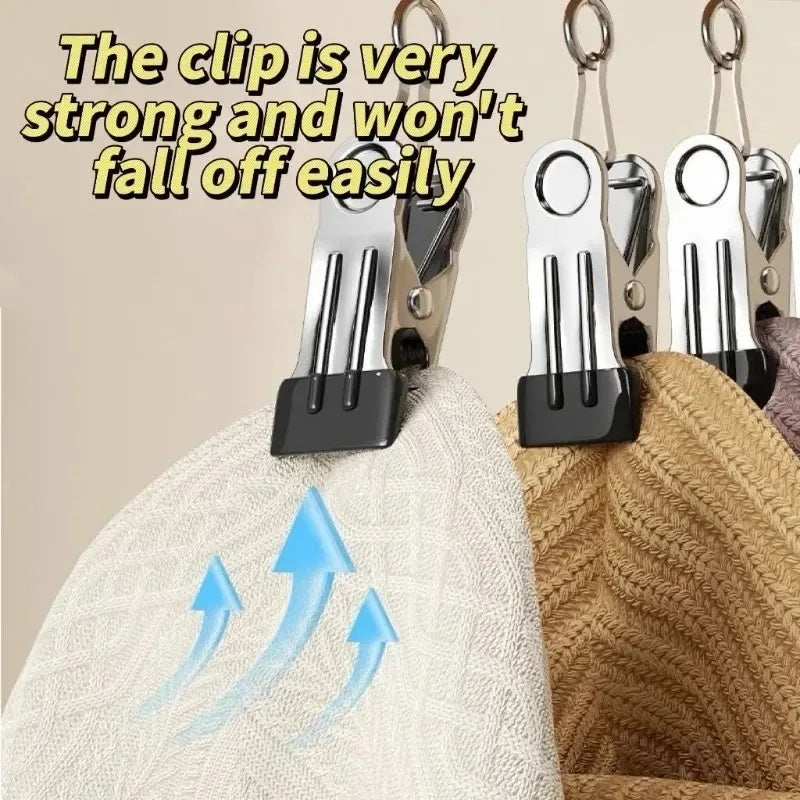 Space-Saving Wooden Multi-Clip Clothes Hanger with 12 Clips