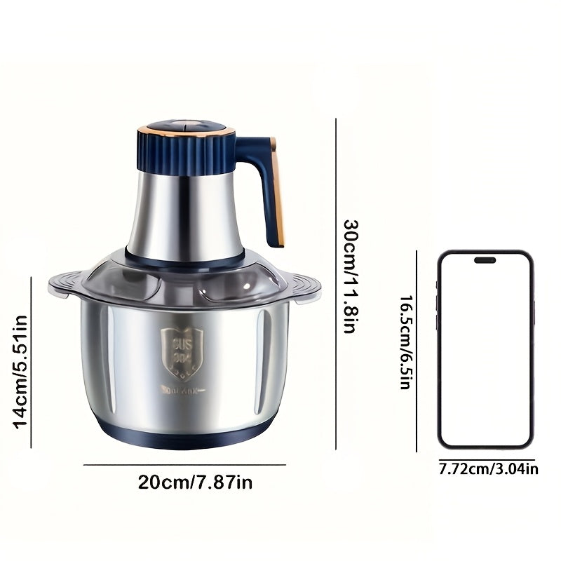 Stainless Steel Food Processor – Powerful Meat Grinder & Vegetable Chopper (5L, 5000 RPM)