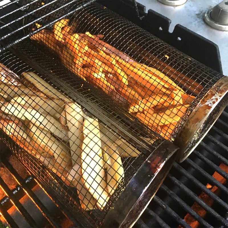 Stainless Steel Grill Basket - Rotating 360° for Even Cooking