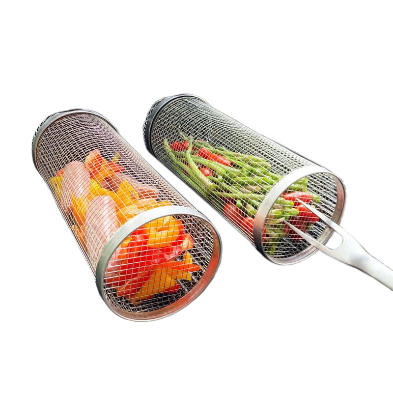 Stainless Steel Grill Basket - Rotating 360° for Even Cooking