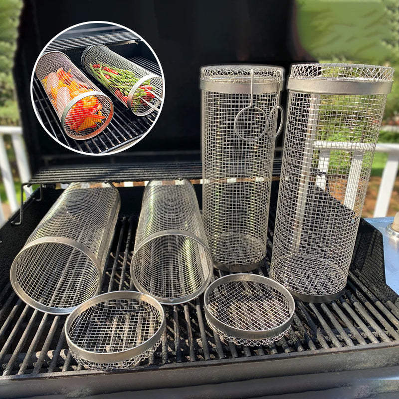 Stainless Steel Grill Basket - Rotating 360° for Even Cooking