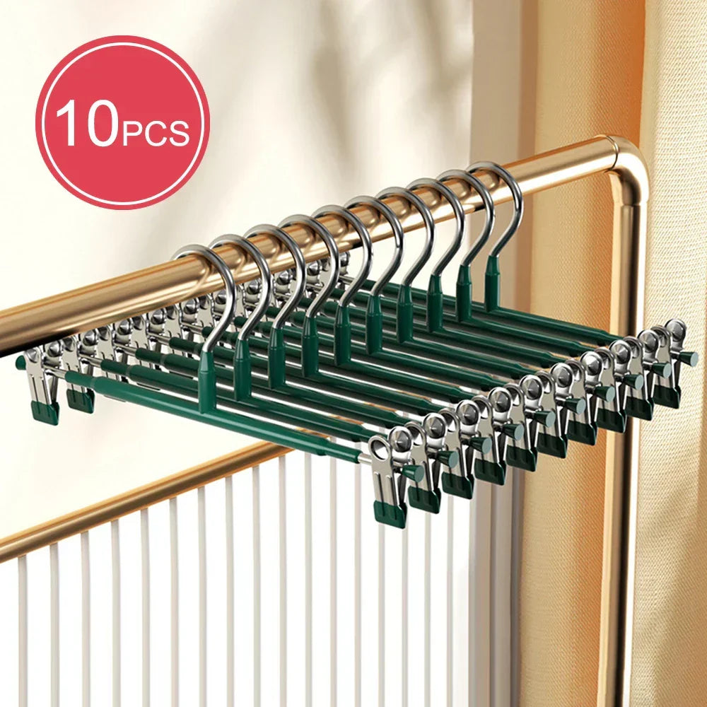 Stainless Steel Hangers with Clips - Adjustable, Non-Slip & Space-Saving for Skirts, Pants & Underwear