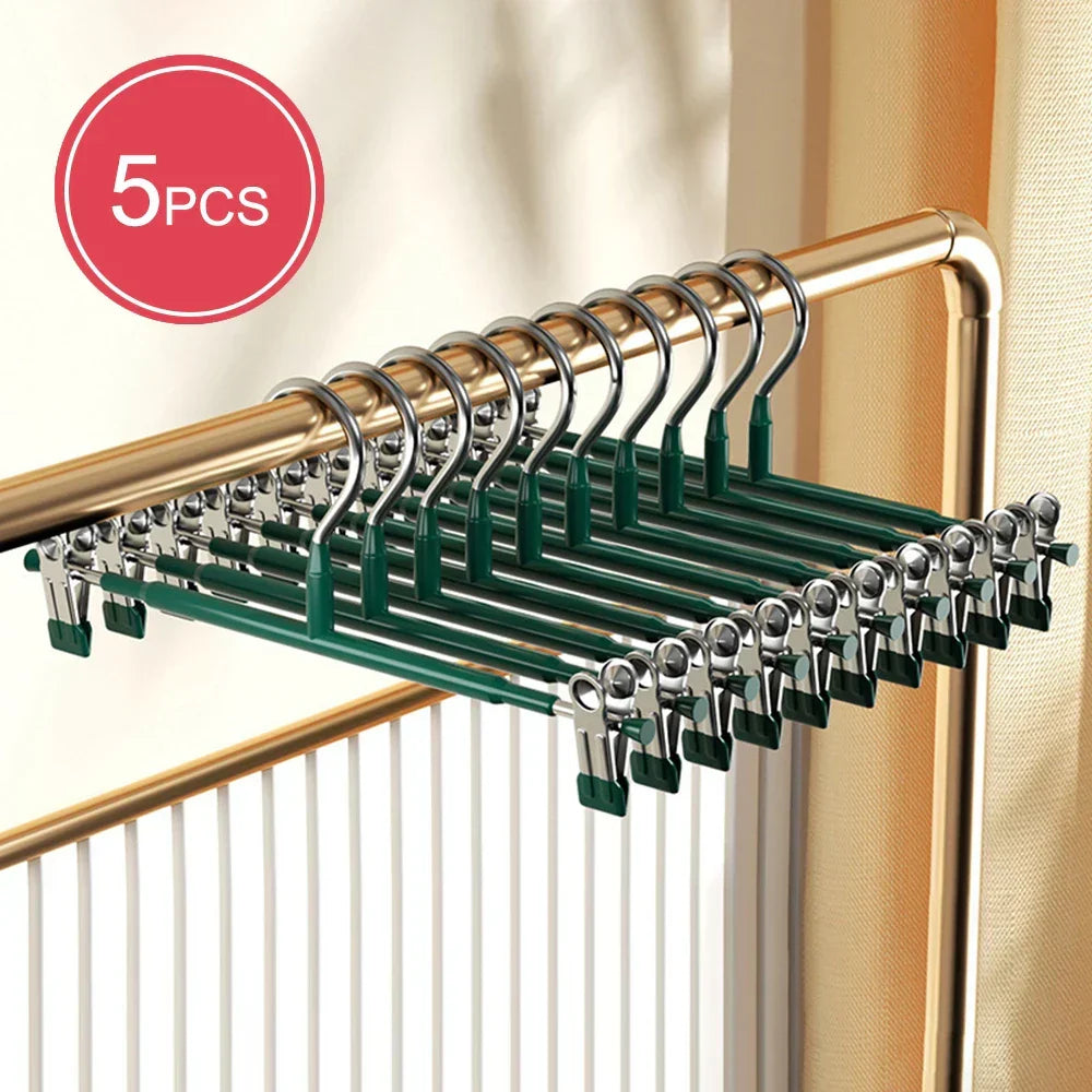 Stainless Steel Hangers with Clips - Adjustable, Non-Slip & Space-Saving for Skirts, Pants & Underwear
