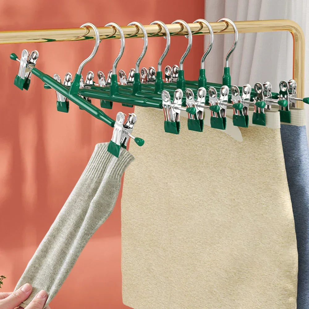 Stainless Steel Hangers with Clips - Adjustable, Non-Slip & Space-Saving for Skirts, Pants & Underwear