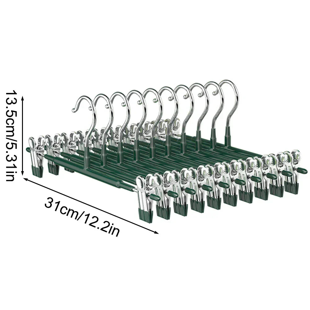 Stainless Steel Hangers with Clips - Adjustable, Non-Slip & Space-Saving for Skirts, Pants & Underwear