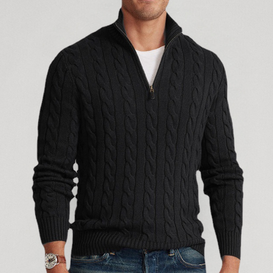Image of Stan | Men's Quarter-Zip Cable Knit Sweater