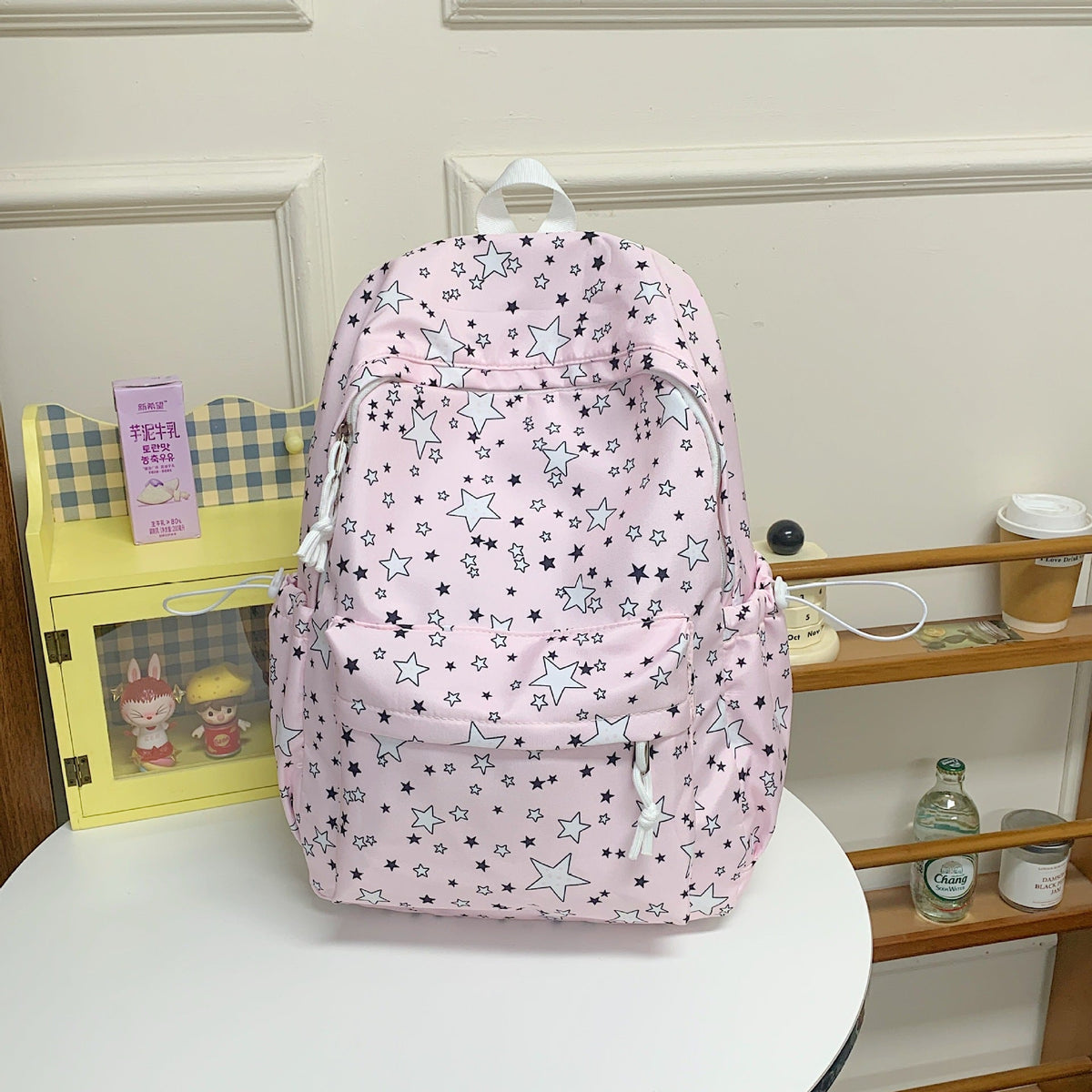 Starry Print Multi-Pocket Backpack
