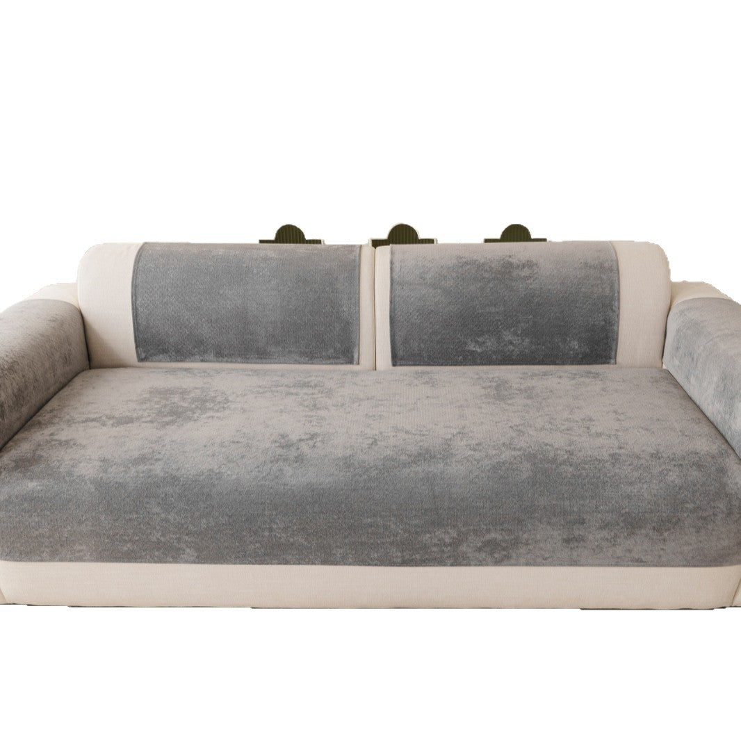 Stretch Fitted Reversible Sofa Slipcover with Non-Slip Backing and Plush Microfleece