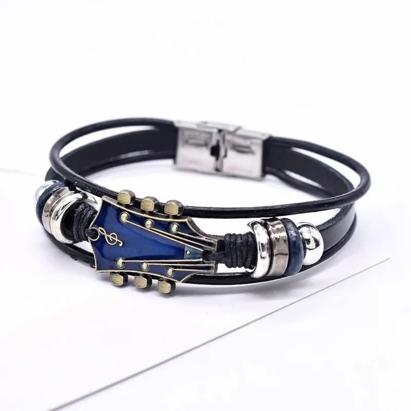 Stylish Leather Women's Bracelet with Guitar Pattern – Elegant Accessory for Music Lovers