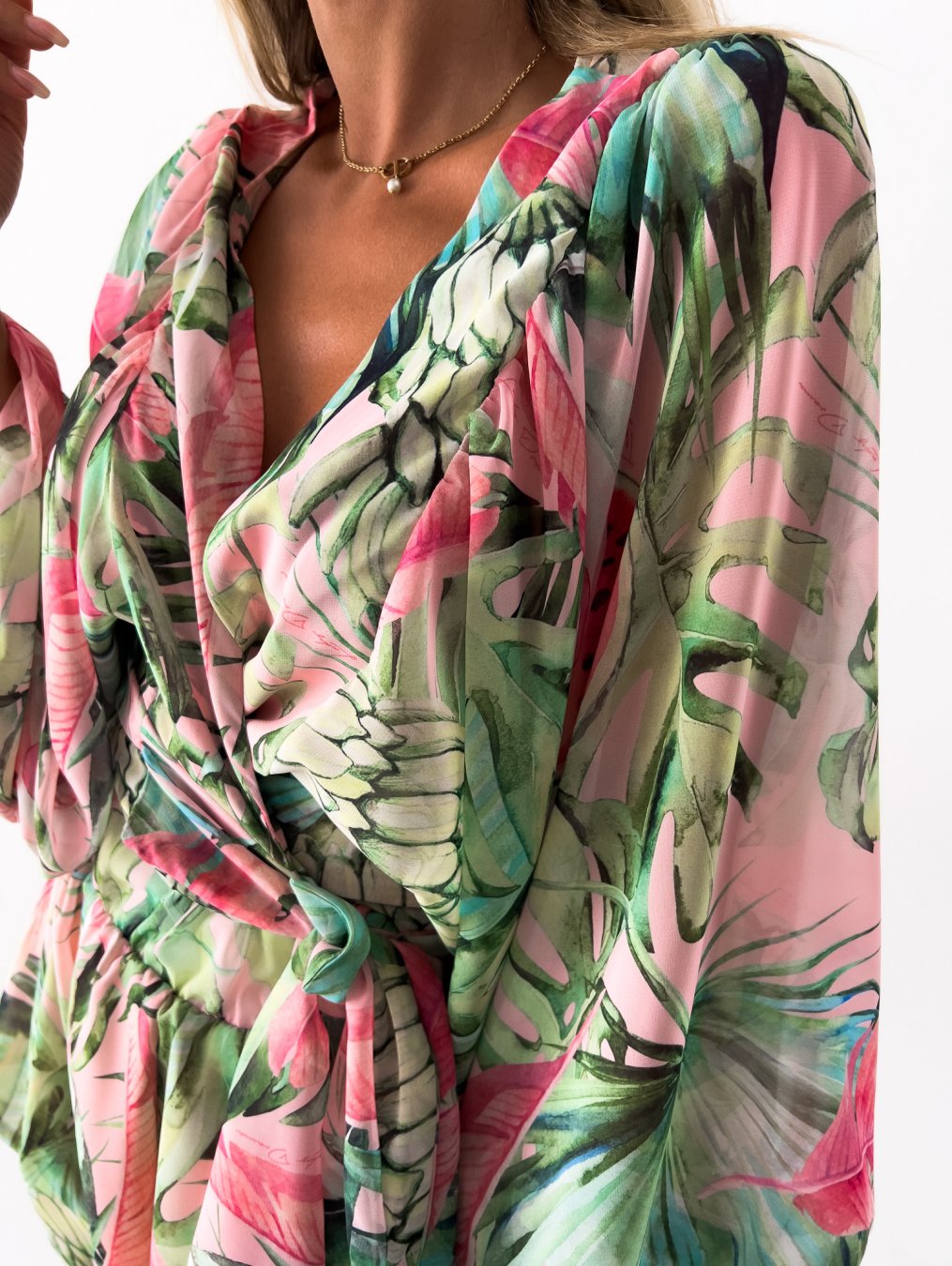 Image of Summer | Women's Tropical Print Wrap Top Two-Piece Set