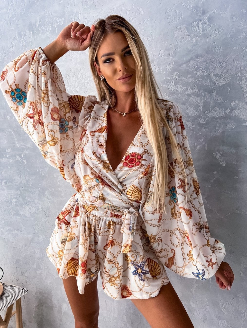 Image of Summer | Women's Tropical Print Wrap Top Two-Piece Set