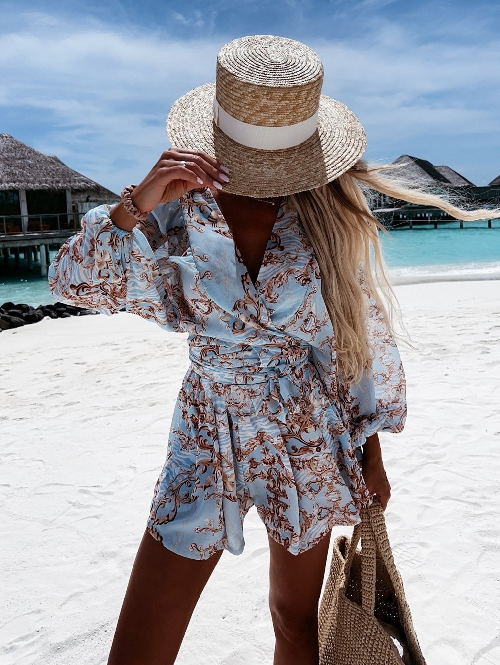Image of Summer | Women's Tropical Print Wrap Top Two-Piece Set