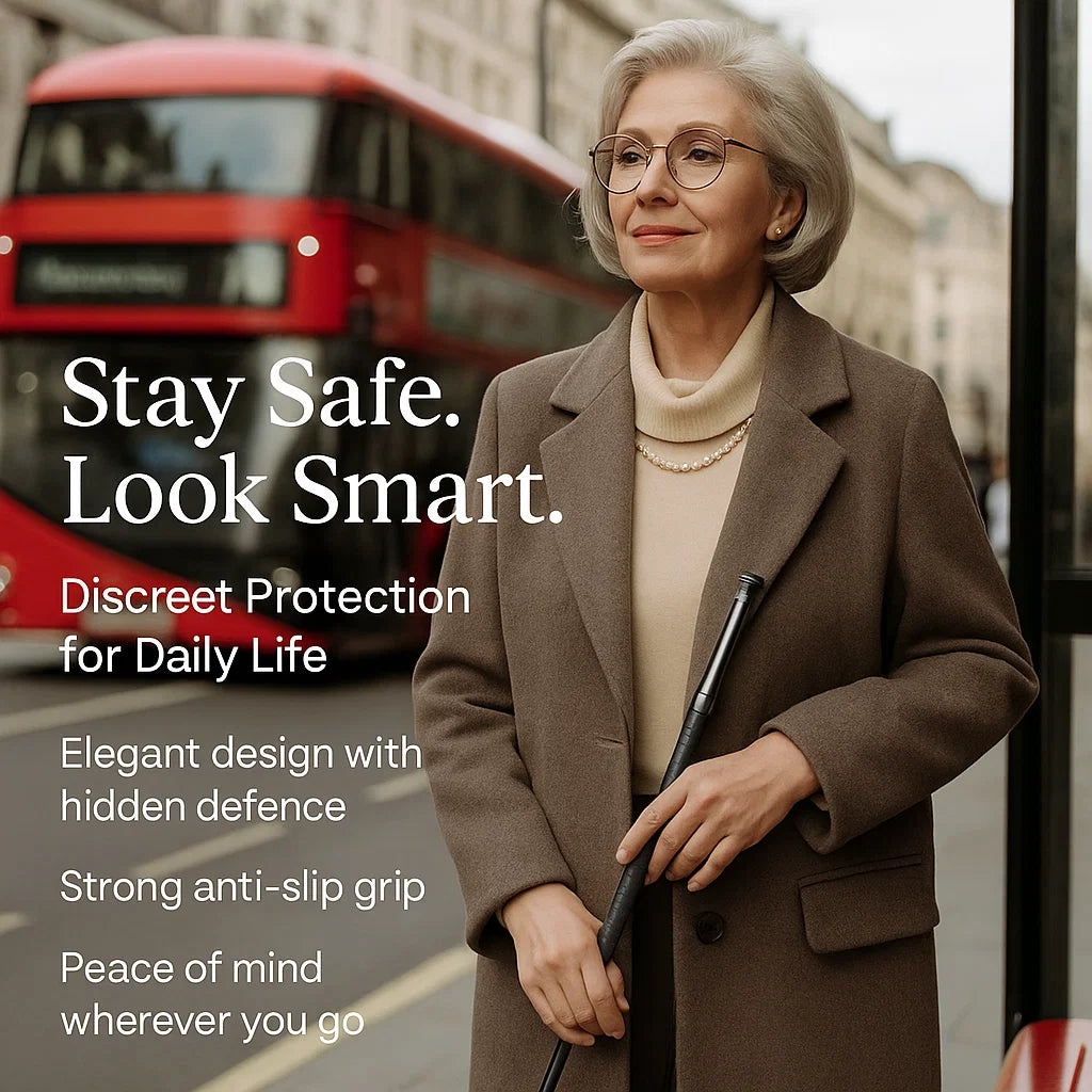 SusanSmith | Automatic Self-Defense Walking Stick | Lightweight, Anti-Slip Grip & Compact for Hiking and Urban Safety