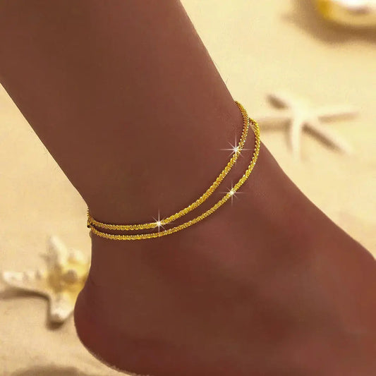 SusanSmith | Chic Silver/Gold Double Ankle Bracelet
