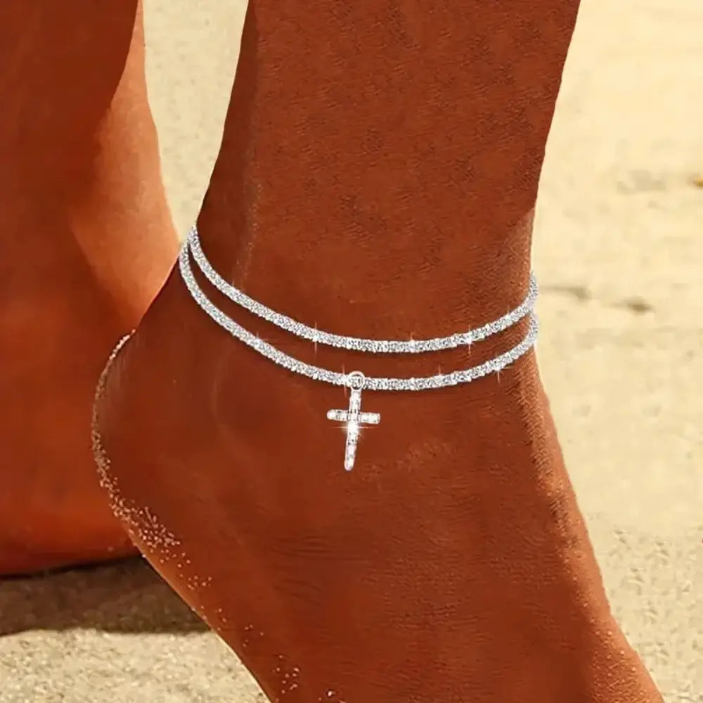 SusanSmith | Chic Silver/Gold Double Ankle Bracelet