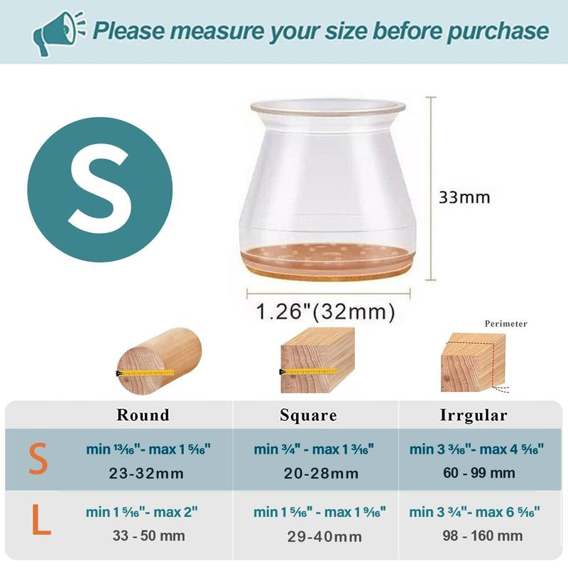 SusanSmith | Clear Silicone Chair Leg Caps with Integrated Felt Pads