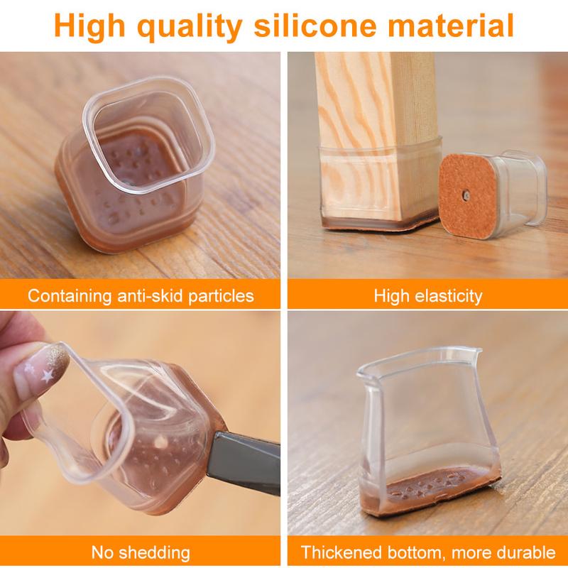 SusanSmith | Clear Silicone Chair Leg Caps with Integrated Felt Pads