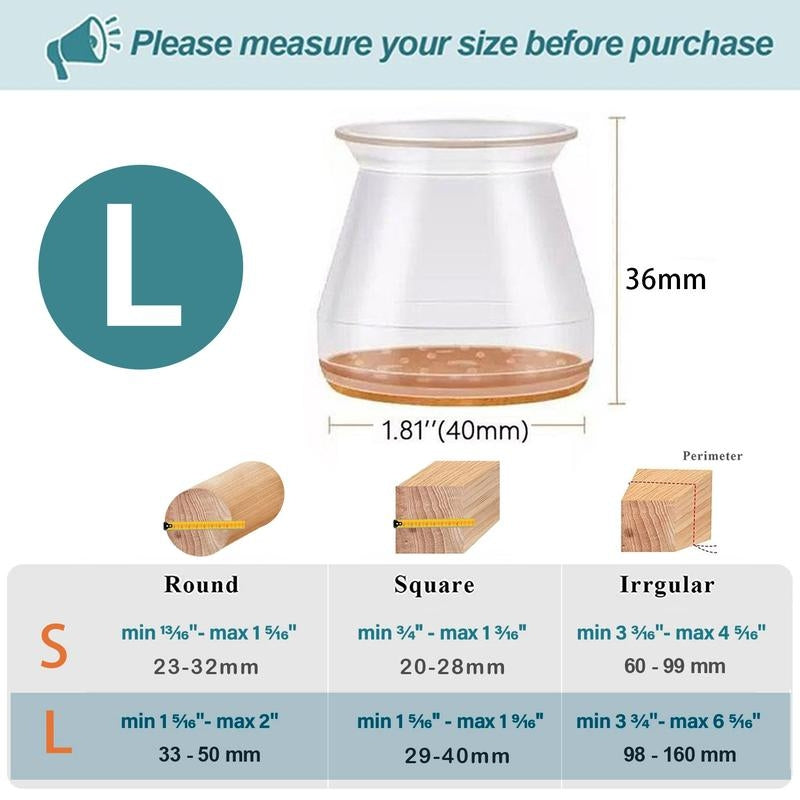 SusanSmith | Clear Silicone Chair Leg Caps with Integrated Felt Pads