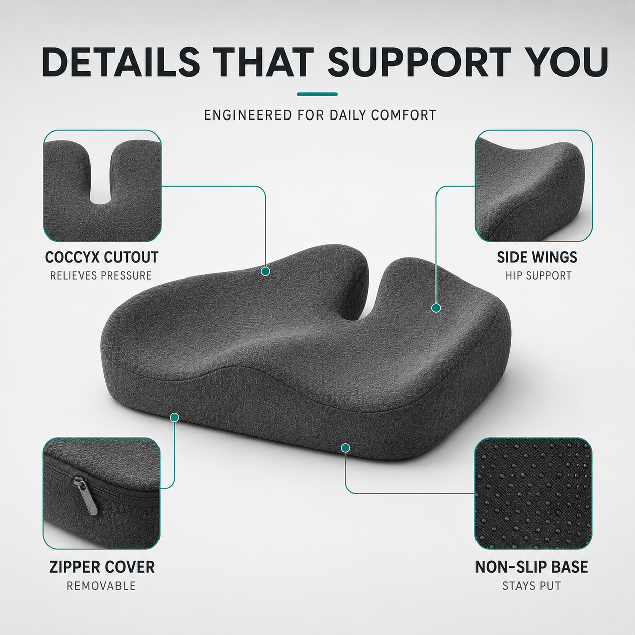 SusanSmith | CoccySoothe Orthopedic Contoured Seat Cushion