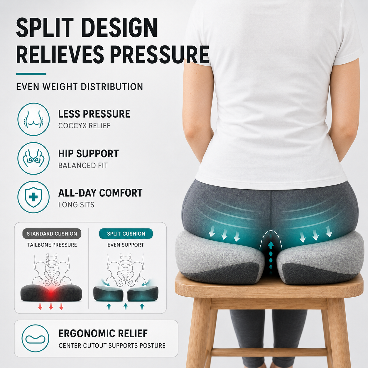 SusanSmith | CoccySoothe Orthopedic Contoured Seat Cushion