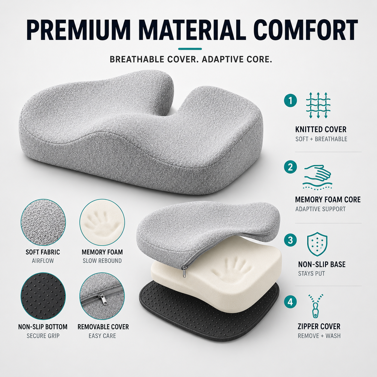 SusanSmith | CoccySoothe Orthopedic Contoured Seat Cushion