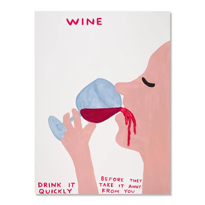SusanSmith | David Shrigley Rabbit Cat Wine Biscuit Train Wall Art Abstract Prints Canvas Painting Nordic Poster Pictures Living Room Decor