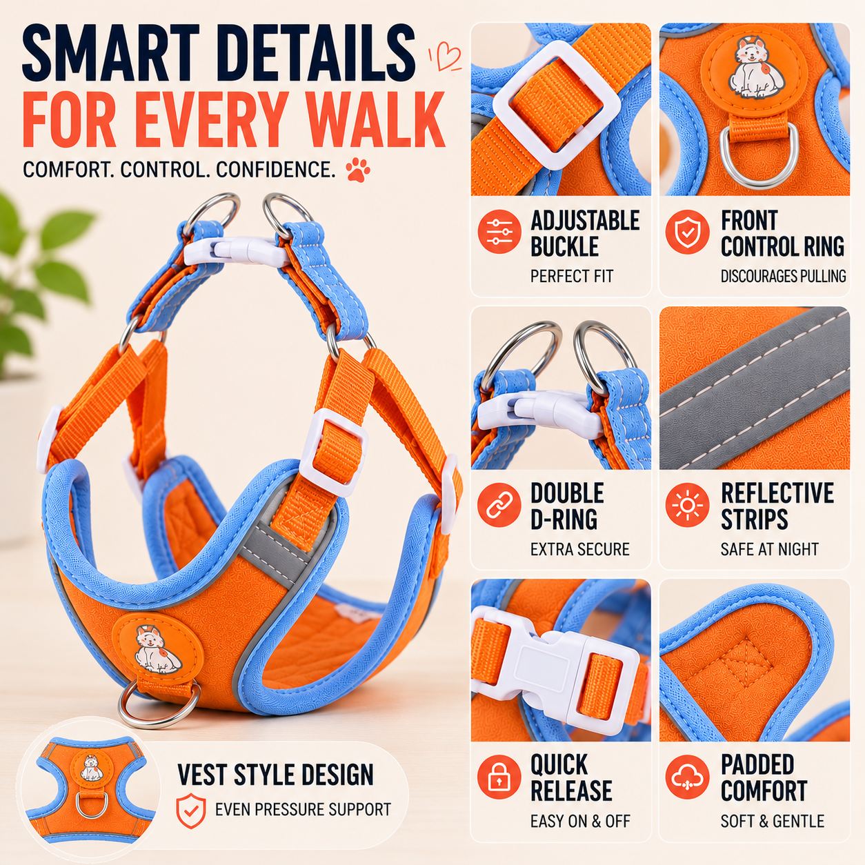SusanSmith | Furloop Adjustable Vest-Style Dog Harness